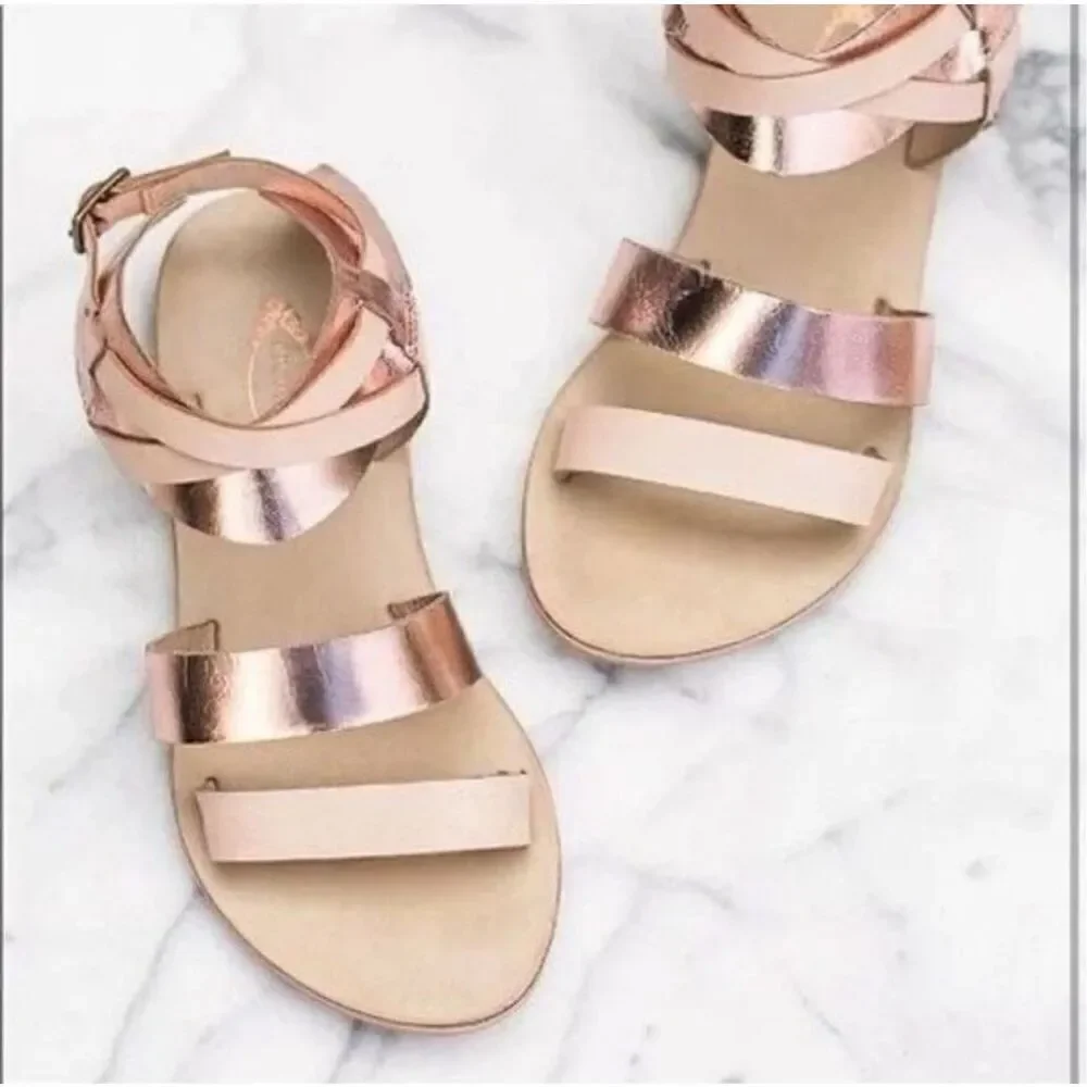 Joyfolie Girls Kids Harper Rose Gold Strappy‎ Sandals Size 1 Youth Casual